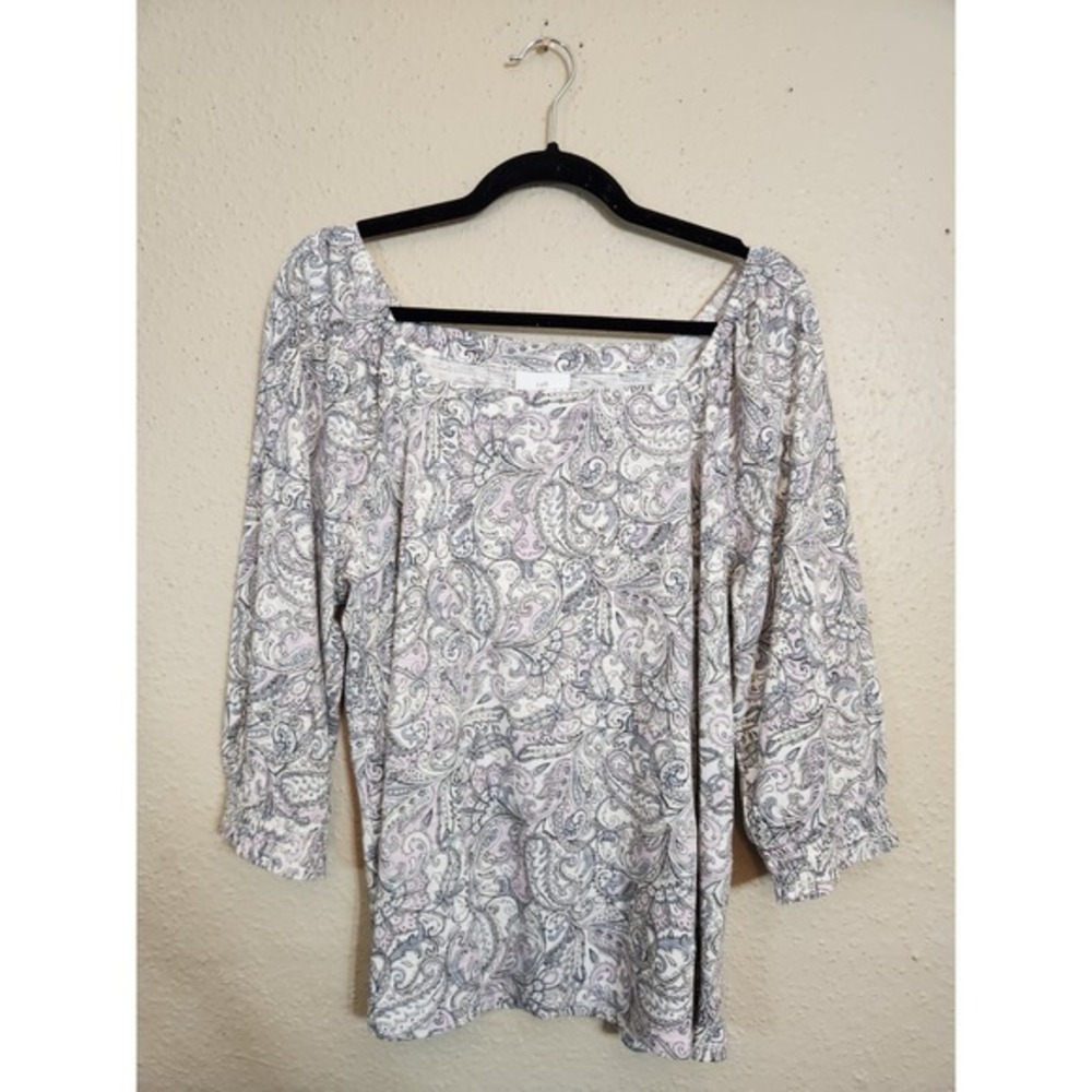 J. Jill Women's‎ Multicolor Paisley Square Neck Half Sleeve Blouse Size Petite M